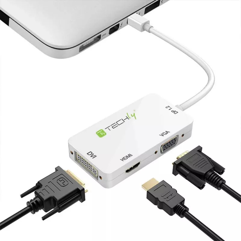 Techly adapter 3 in 1 Mini DisplayPort (Thunderbolt) naar HDMI / DVI / VGA IADAP MDP-COMBOF12
