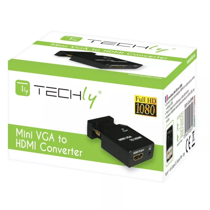 Techly mini-converter VGA en audio naar HDMI IDATA VGA-HDMINI