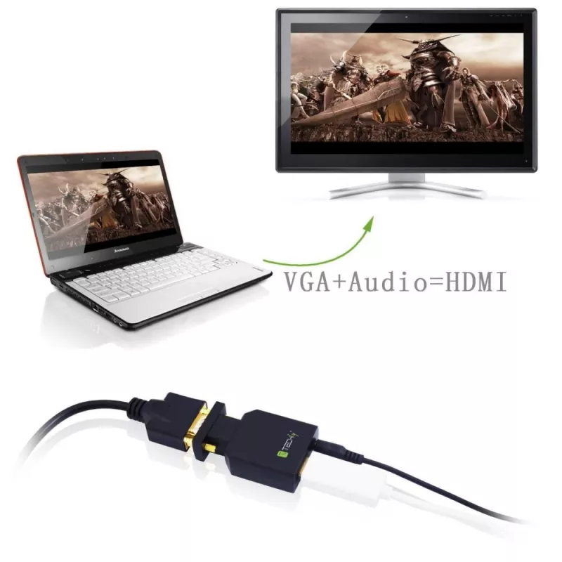 Techly mini-converter VGA en audio naar HDMI IDATA VGA-HDMINI