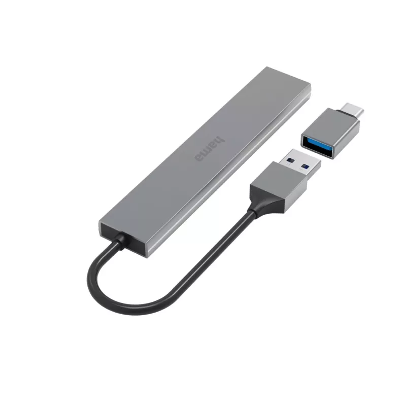 Hama 00200141 Interface-hub USB 3.2 Gen 1 (3.1 Gen 1) Type-A 5000 Mbit/s Grijs