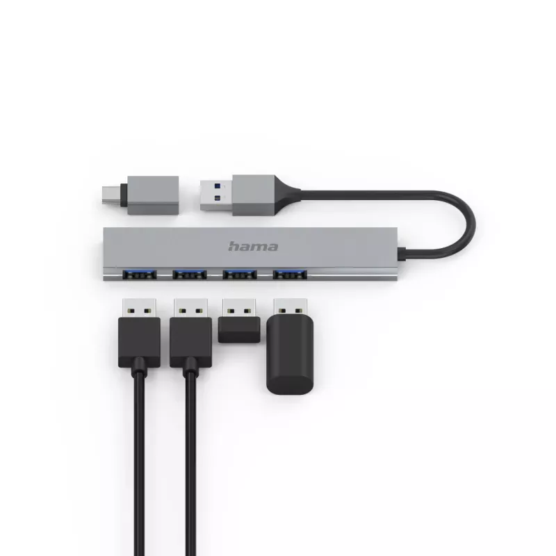 Hama 00200141 Interface-hub USB 3.2 Gen 1 (3.1 Gen 1) Type-A 5000 Mbit/s Grijs