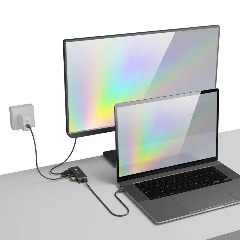 Techly IADAP-USBC-935 Laptop-dockingstation/poortreplicator Bekabeld USB 3.2 Gen 1 (3.1 Gen 1) Type-C Zwart
