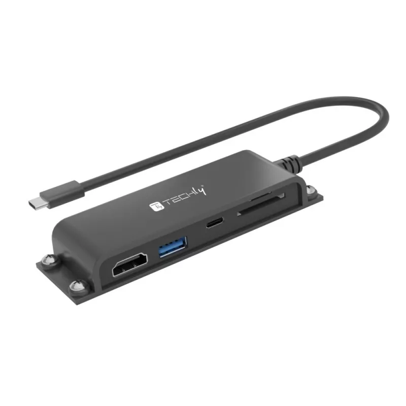 Techly IADAP-USBC-935 Laptop-dockingstation/poortreplicator Bekabeld USB 3.2 Gen 1 (3.1 Gen 1) Type-C Zwart