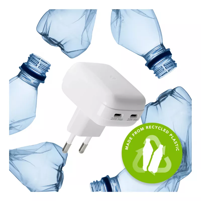 Wandlader d bramante re-charge Pro EU plat 2×USB-C 20W wit (indoor)