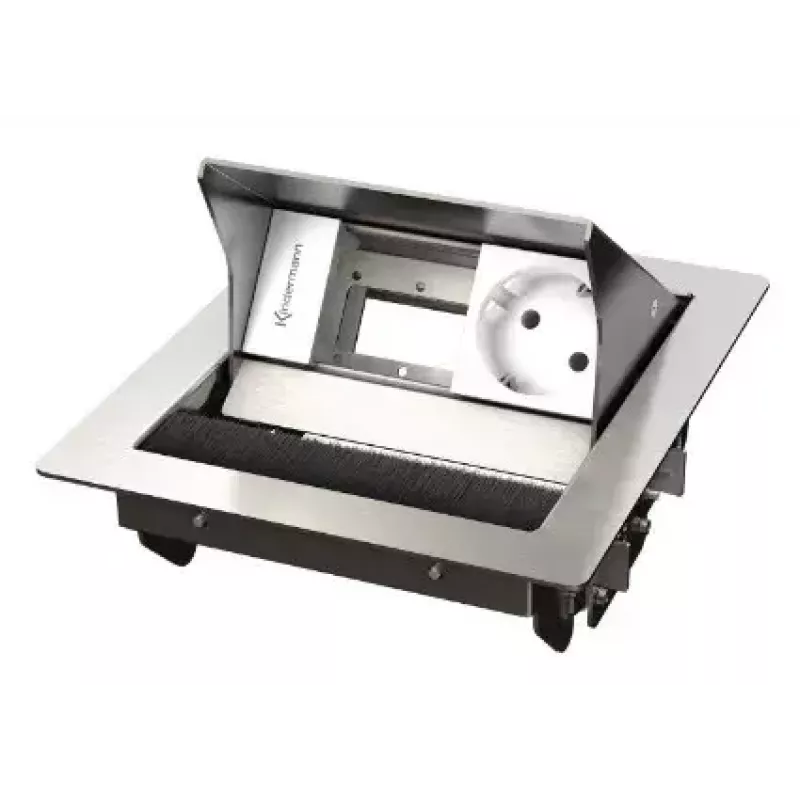 Tafelcontactdoos type F Kindermann 7492000041 roestvrij staal wit