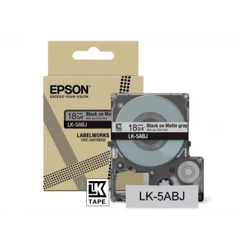 Epson matte tape – grijs/zwart 18 mm (8 m) – LK-5ABJ, zwart op grijs, LK, Rhino, LabelWorks LW-C410, LabelWorks LW-C610, 1,8 cm, 8 m