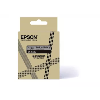 Epson matte tape – grijs/zwart 18 mm (8 m) – LK-5ABJ, zwart op grijs, LK, Rhino, LabelWorks LW-C410, LabelWorks LW-C610, 1,8 cm, 8 m