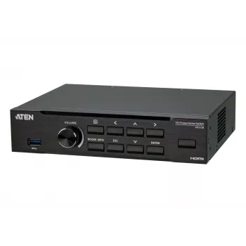 ATEN Seamless Presentation Switch met Quad V, HDMI, USB Type-A, metaal, zwart, 60 Hz, 15 m