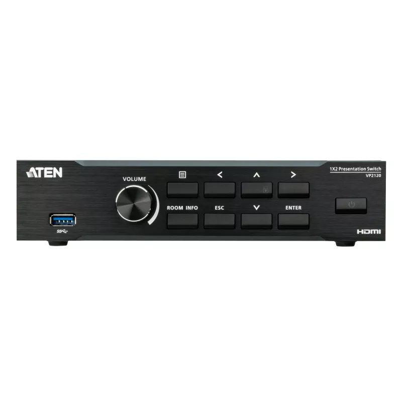 ATEN Seamless Presentation Switch met Quad V, HDMI, USB Type-A, metaal, zwart, 60 Hz, 15 m