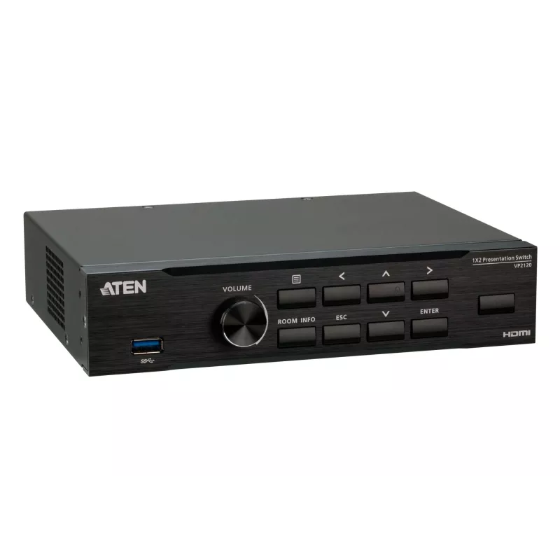 ATEN Seamless Presentation Switch met Quad V, HDMI, USB Type-A, metaal, zwart, 60 Hz, 15 m