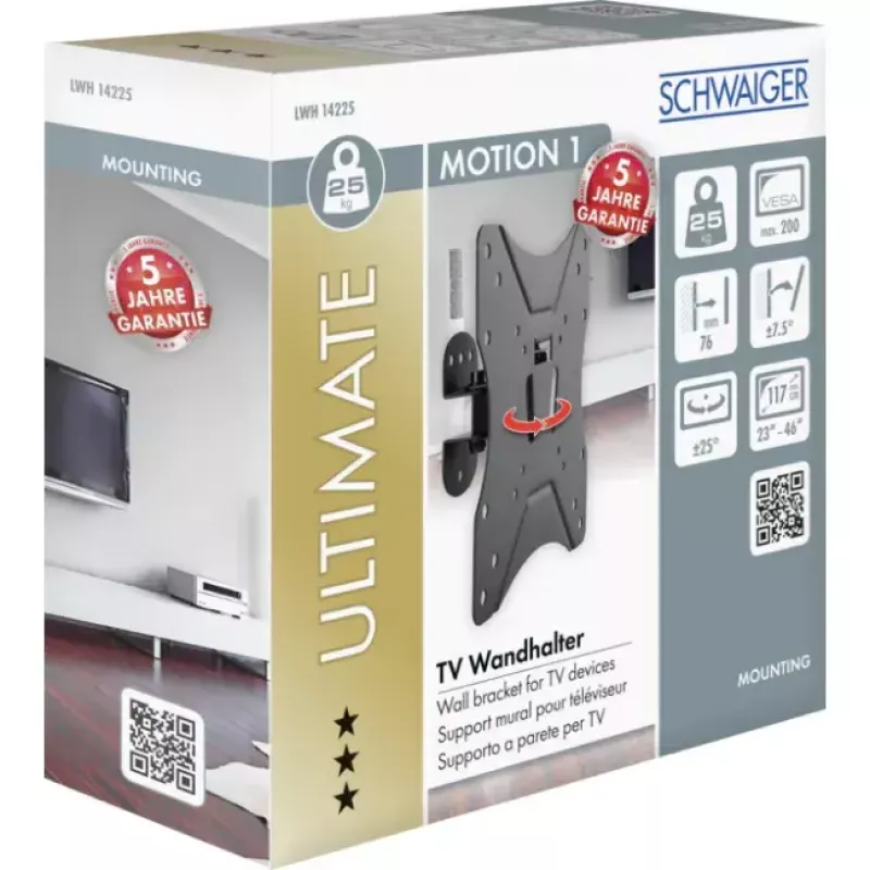 TV-muurbeugel Schwaiger LWH14225 513 zwart