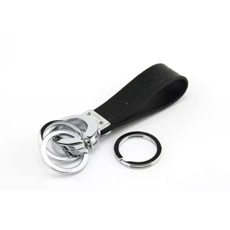 Sleutelhanger TROIKA KR8-02/LE zwart zilver leer 31mm