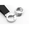 Sleutelhanger TROIKA KR8-02/LE zwart zilver leer 31mm