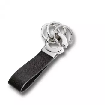 Sleutelhanger TROIKA KR8-02/LE zwart zilver leer 31mm