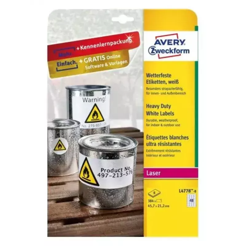 Zelfklevend printeretiket AVERY L4778-8