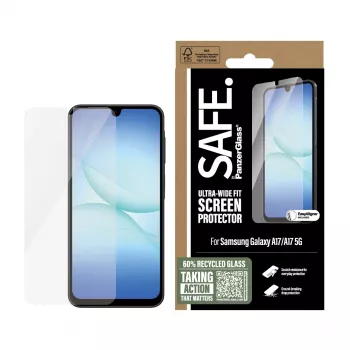 PanzerGlass SAFE. by ® displayscherm Samsung Galaxy A17 | A17 5G | Ultra-Wide Fit met EasyAligner