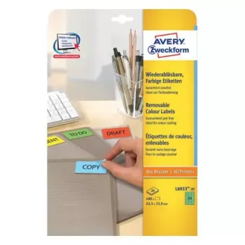 Zelfklevende etiketten Avery L6033-20 afgeronde rechthoek herbruikbaar groen