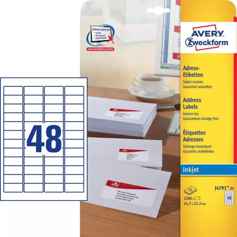 Zelfklevend etiket Avery J4791-25 afgeronde rechthoek