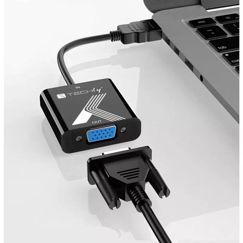 Techly kabeladapter converter HDMI naar VGA met audio-jackplug