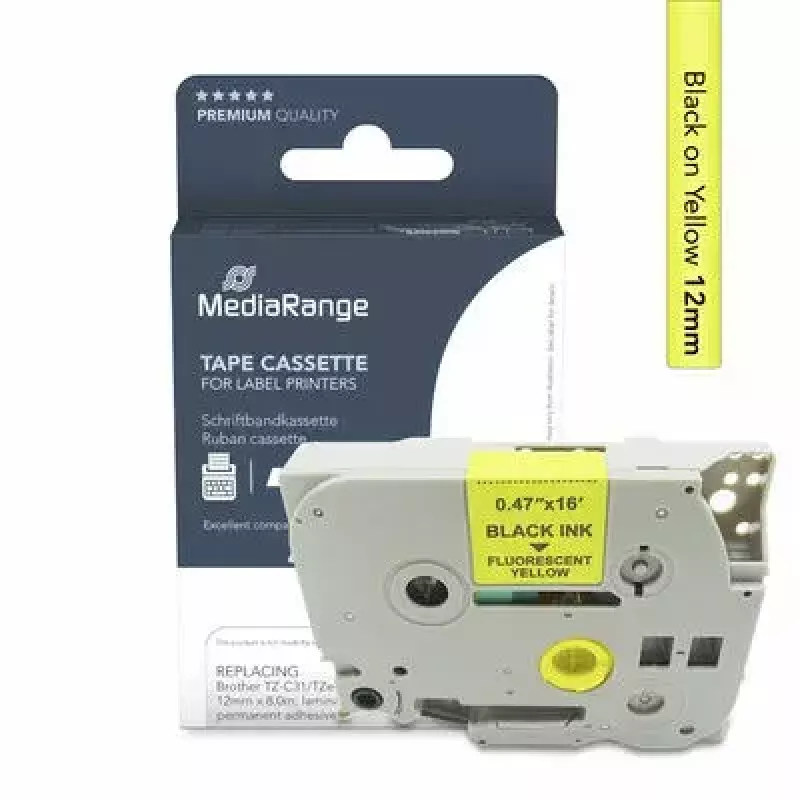 Printerlint MediaRange MRBTZC31 zwart 1,2 cm 8 m