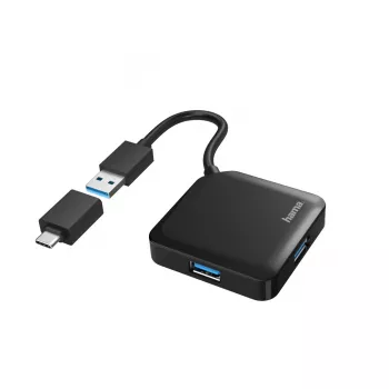 Hama USB-hub, 4 poorten, USB 3.2 Gen 1, 5 Gbit/s, incl. USB-C-adapter
