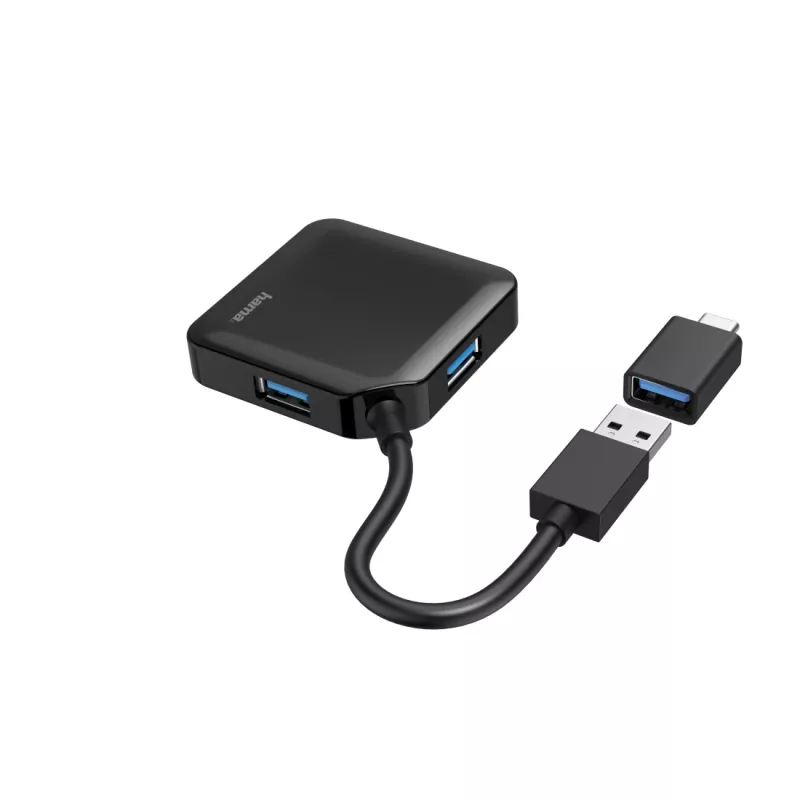 Hama USB-hub, 4 poorten, USB 3.2 Gen 1, 5 Gbit/s, incl. USB-C-adapter