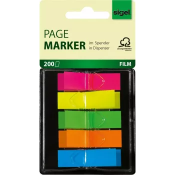 Bladwijzer Sigel HN489 flexibele bladwijzer blauw groen oranje rood geel 200 stuks