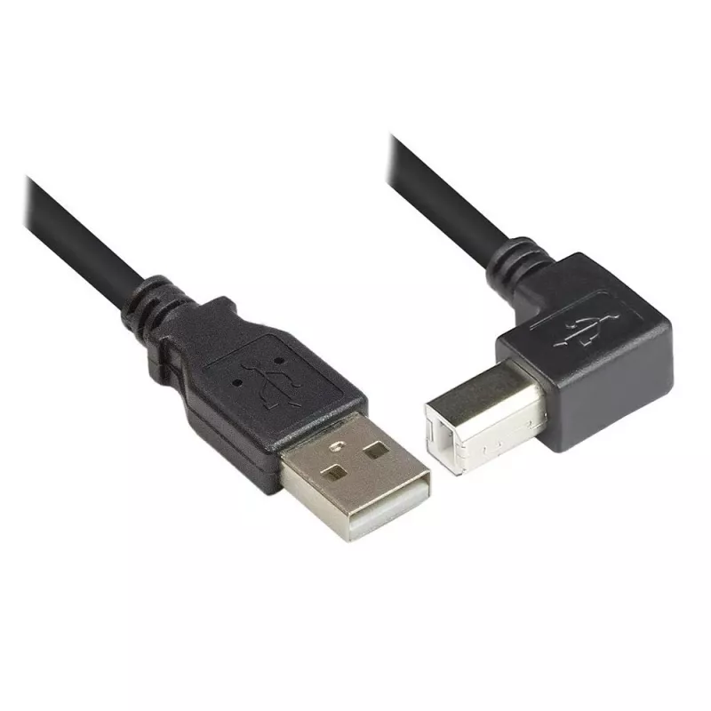 Techly USB 2.0-kabel A-stekker / B-stekker haaks 0,5m ICOC U-AB-005-ANG