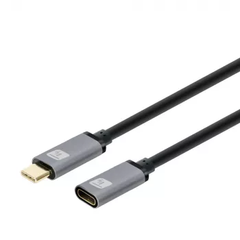 Techly USB 3.2 Gen 2 USB-C M/F kabel 1m zwart, 1 m, USB C, USB C, USB 3.2 Gen 2 (3.1 Gen 2), 10 Gbit/s, zwart, grijs