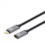 Techly USB 3.2 Gen 2 USB-C M/F kabel 1m zwart, 1 m, USB C, USB C, USB 3.2 Gen 2 (3.1 Gen 2), 10 Gbit/s, zwart, grijs