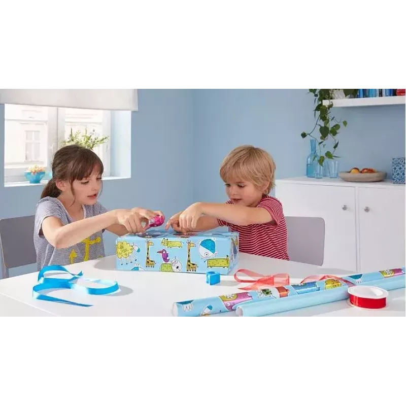 tesa Mini handafroller met tesafilm 19 mm x 10 m, blauw/rood