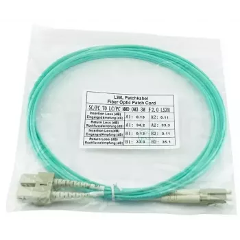BlueOptics 055702T512000005M-BO Duplex glasvezel patchkabel (Corning-compatibel), LC-UPC/SC-UPC, multimode OM3 50/125 µm, 5 m