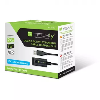 Techly IUSB-REP20TY USB-kabel USB 2.0 5 m USB A zwart