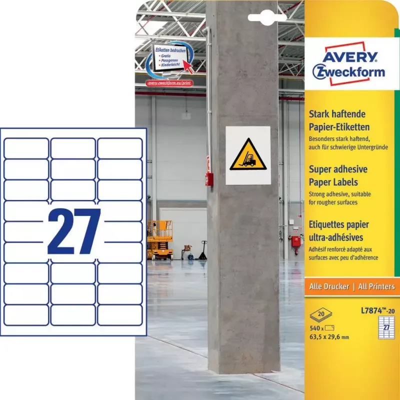 Zelfklevend etiket Avery L7874-20 afgeronde rechthoek