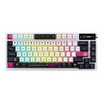 Mechanisch gaming-toetsenbord ASUS ROG Azoth X — 75%-layout, USB + RF Wireless + Bluetooth, RGB, polssteun, zwart/wit
