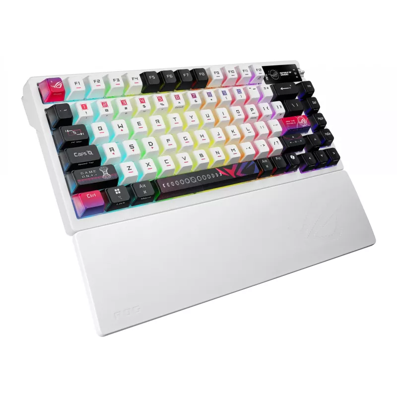 Mechanisch gaming-toetsenbord ASUS ROG Azoth X — 75%-layout, USB + RF Wireless + Bluetooth, RGB, polssteun, zwart/wit