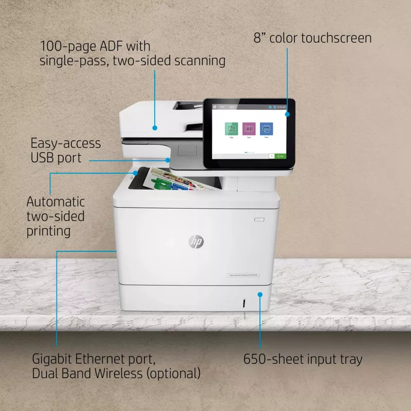 HP Color LaserJet Enterprise MFP M578dn, laser, kleurendruk, 1200 x 1200 DPI, A4, direct printen, wit