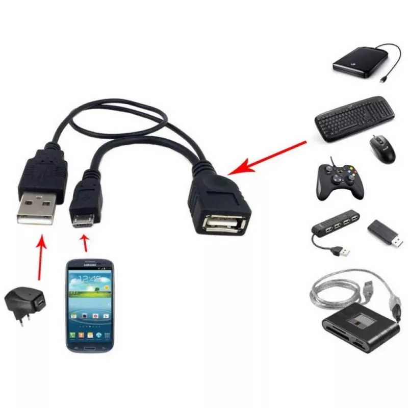 Techly USB 2.0 kabel OTG A F Micro USB M met USB 30cm zwart ICOC MUSB-MC2