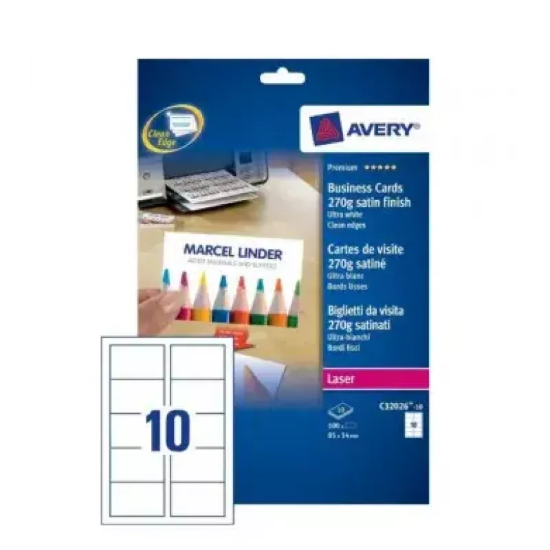 Visitekaartjes-laserpapier Avery C32026-10