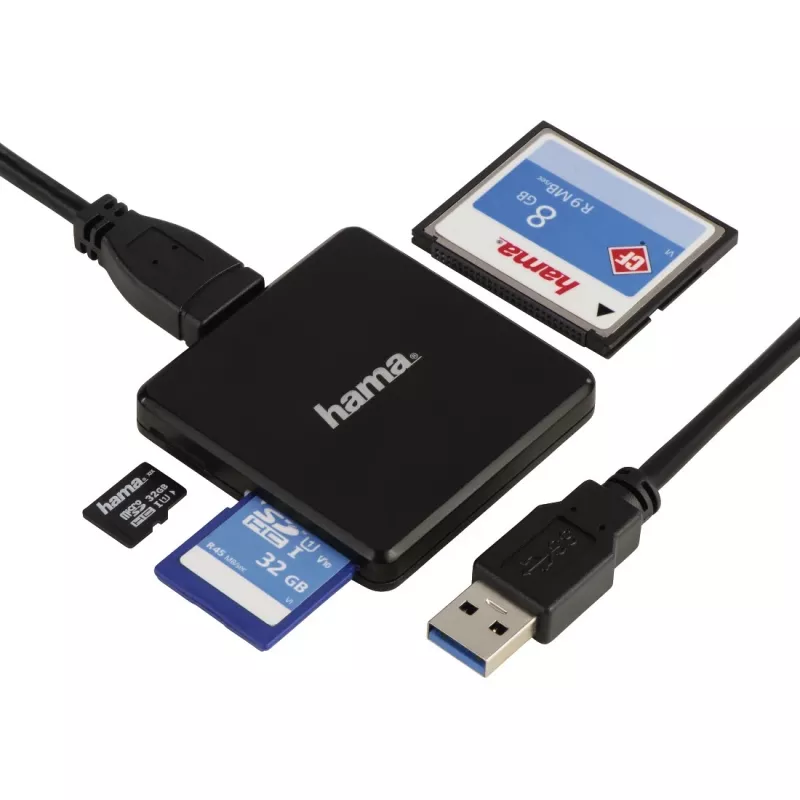 Hama 00124156 kaartlezer USB 3.2 Gen 1 (3.1 Gen 1) Type-A zwart