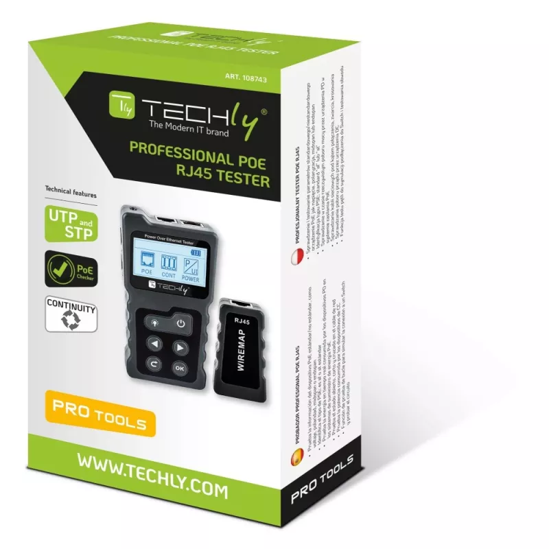 Techly I-CT PRO-POECK netwerkkabeltester PoE-tester zwart, grijs