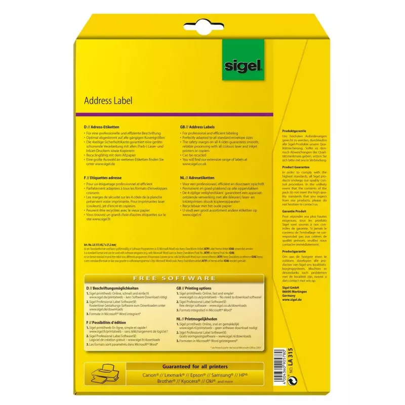 Adresetiket Sigel LA315
