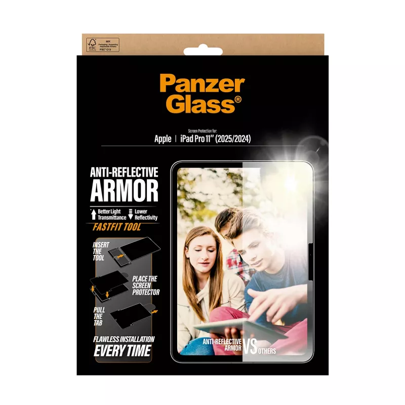 PanzerGlass ® Anti-Reflective Armor Screen Protector iPad Pro 11 inch (2024-2025) | Ultra-Wide Fit met FastFit-gereedschap