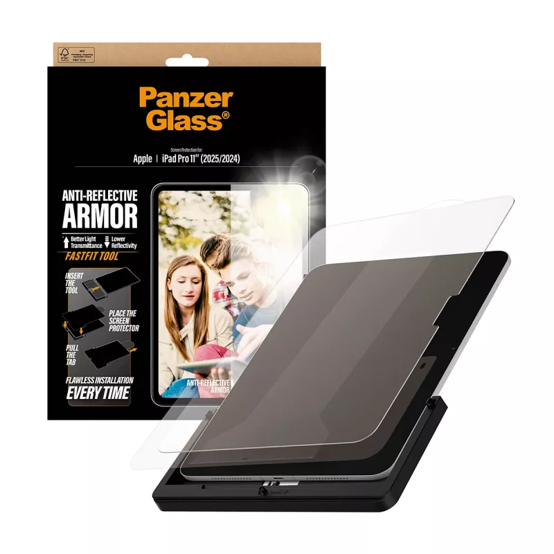 PanzerGlass ® Anti-Reflective Armor Screen Protector iPad Pro 11 inch (2024-2025) | Ultra-Wide Fit met FastFit-gereedschap