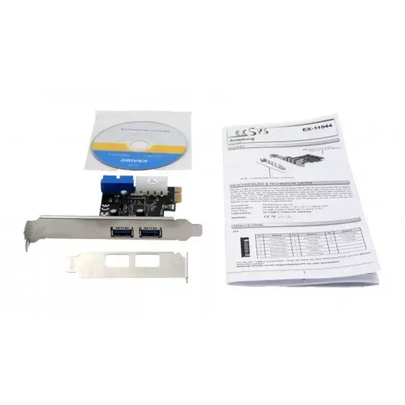 EXSYS EX-11049 interne USB 3.2 Gen 1 PCIe-adapter zwart zilver