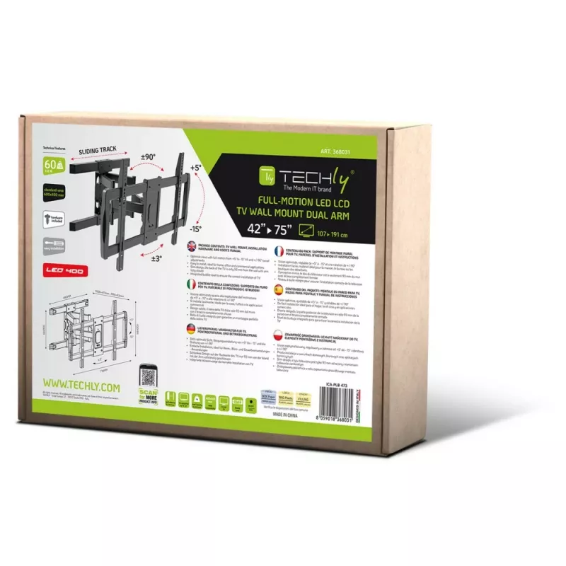 Techly ICA-PLB-473 TV-montage/standaard 190,5 cm (75 inch) zwart