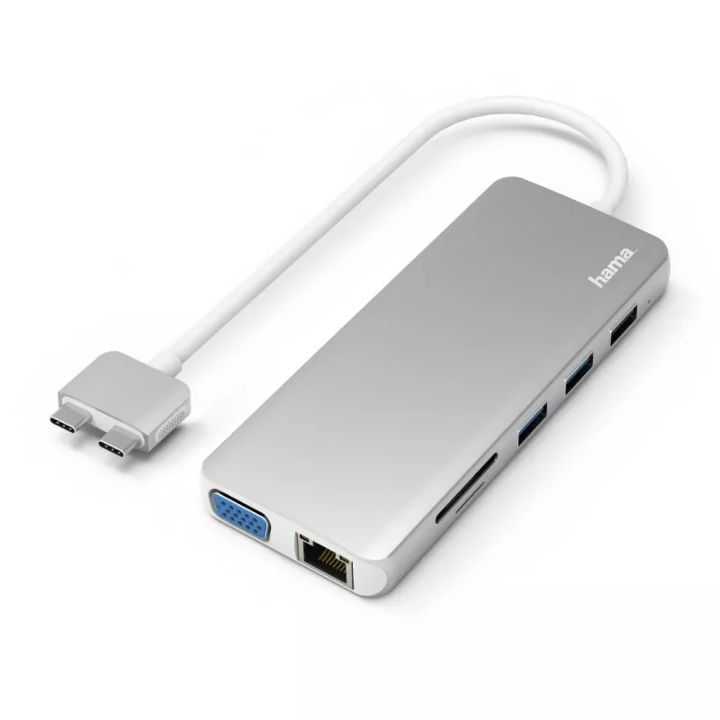 Hama 00200133 laptop-dock/poortreplicator USB 3.2 Gen 1 (3.1 Gen 1) Type-C zilver, wit