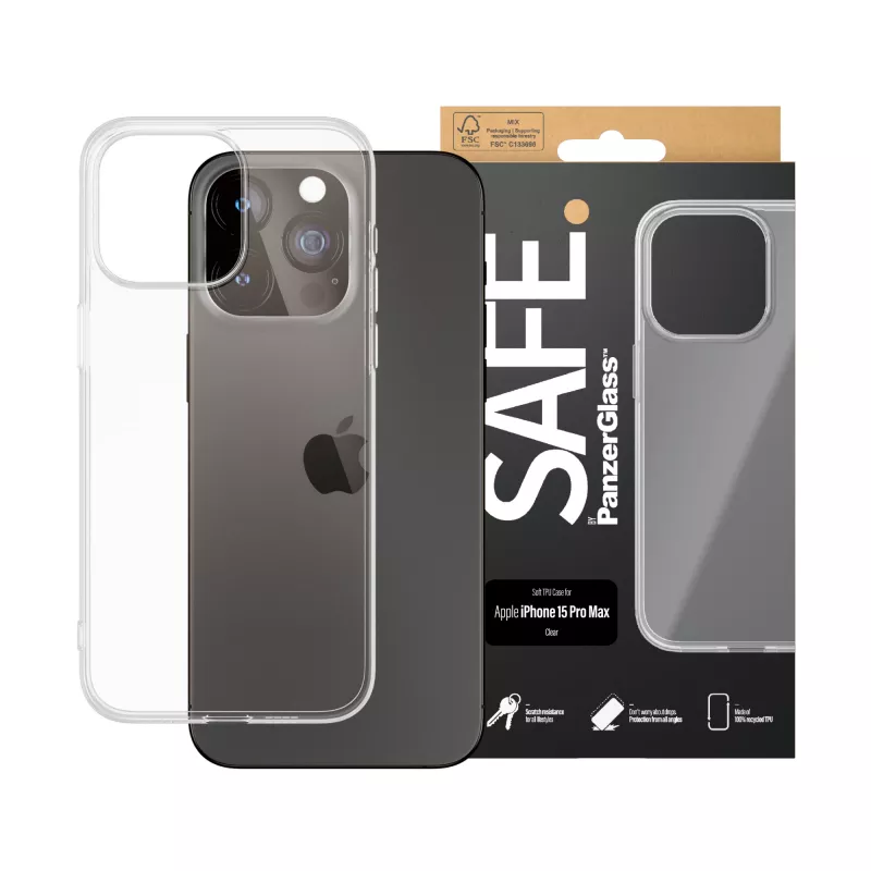 PanzerGlass SAFE. by ® TPU hoesje transparant iPhone 15 Pro Max