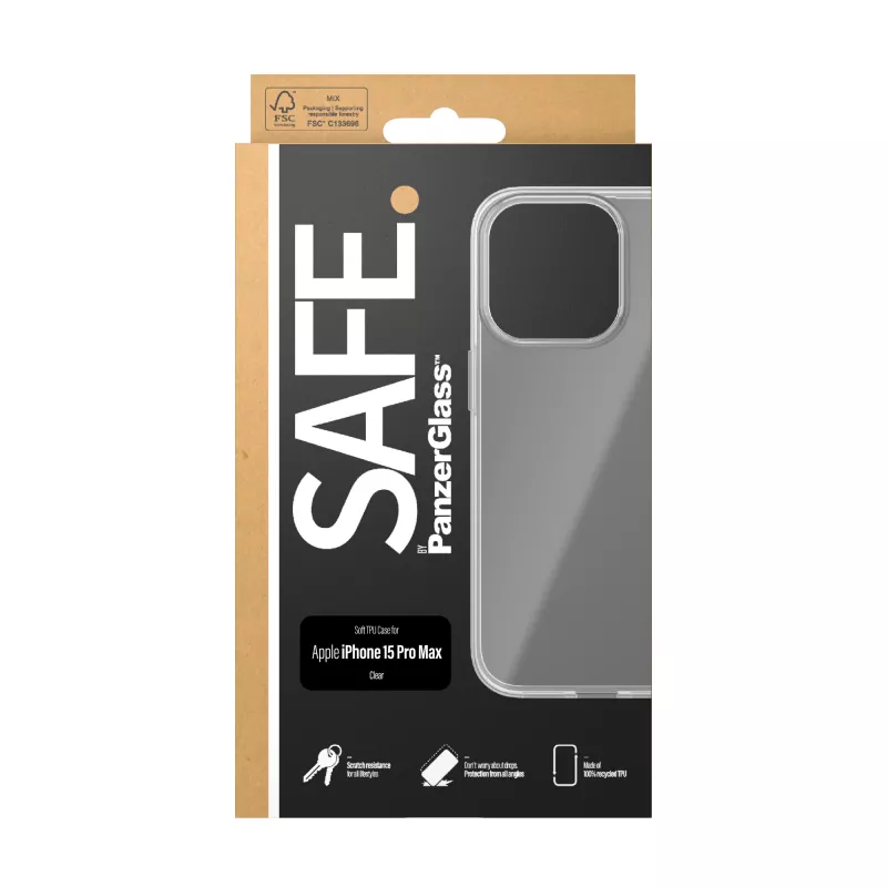 PanzerGlass SAFE. by ® TPU hoesje transparant iPhone 15 Pro Max