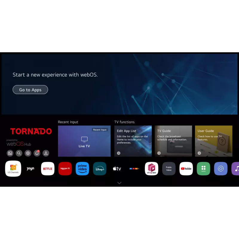 TORNADO 65US4301X | 65” 4K frameloze WebOS smart-tv met spraakafstandsbediening